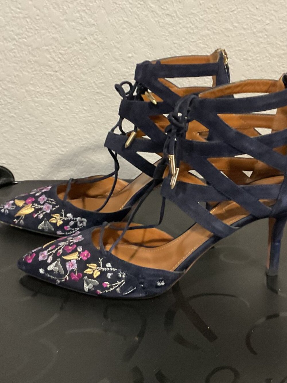 Aquazzura navy suede pumps 39